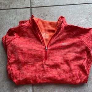 Nike Vibrant Red Textured Half-Zip Top